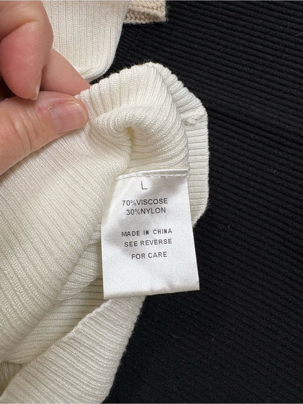 One-Shoulder Ribbed Knit Top in Cream - Picture 3 of 3